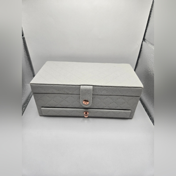 Pandora Jewelry Box Organizer Gray w Rose Gold Mirror - Picture 2 of 11